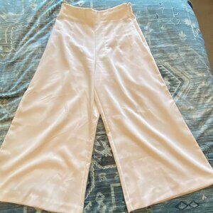 Soft white high waist cropped wide legged pants